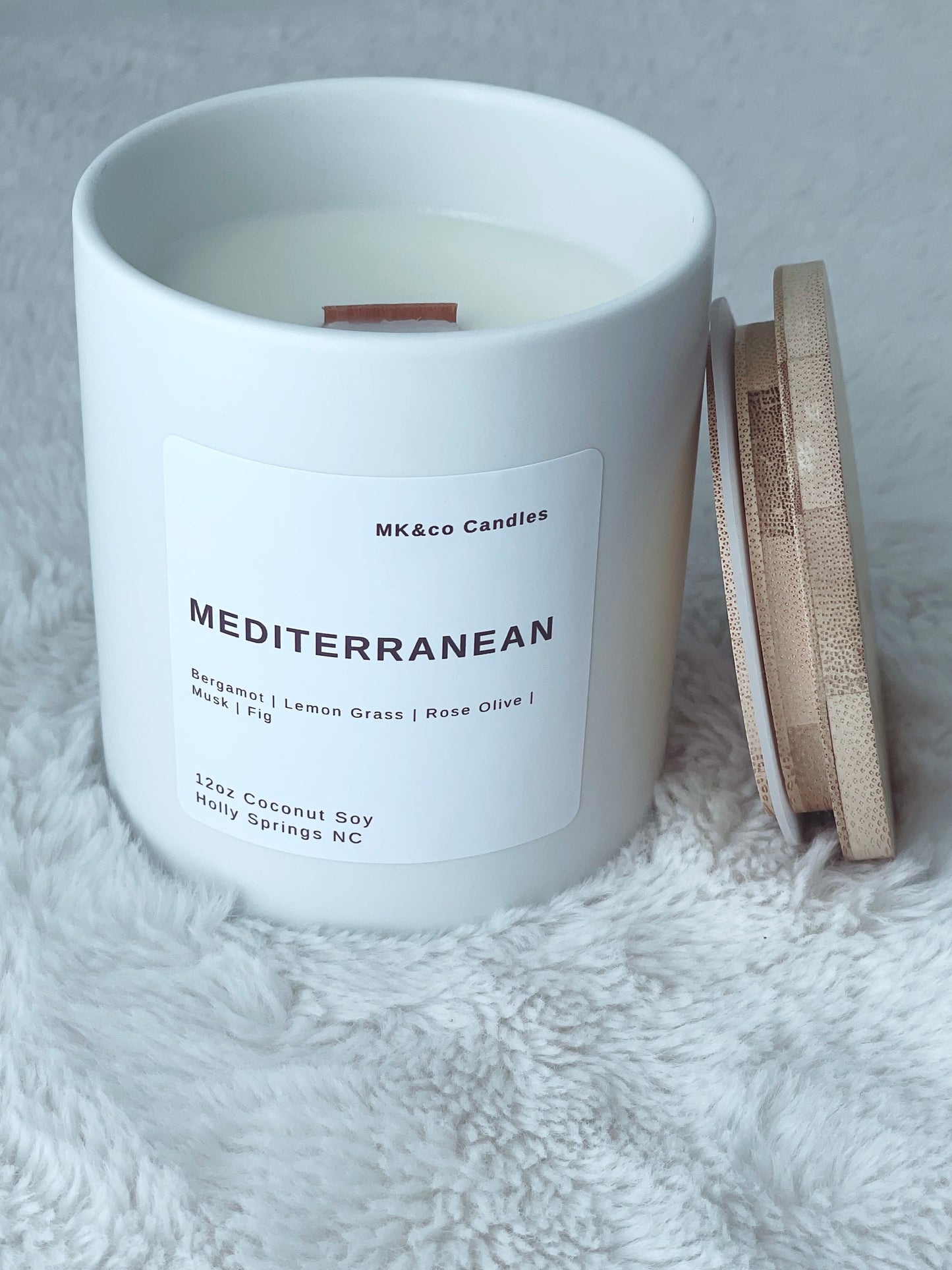 Mediterranean 12 oz. Ceramic Jar - Wooden Wick