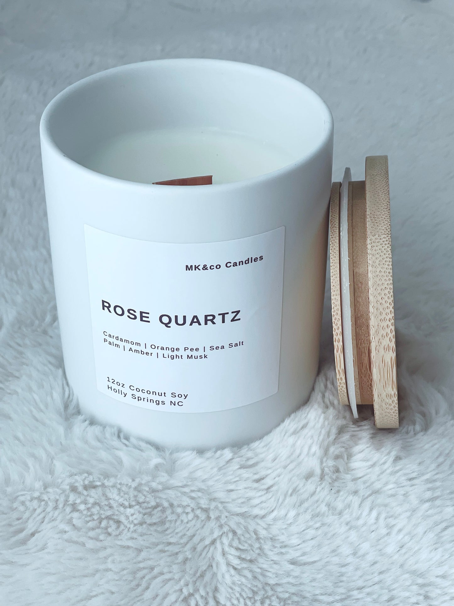 Rose Quartz 12 oz. Ceramic Jar - Wooden Wick