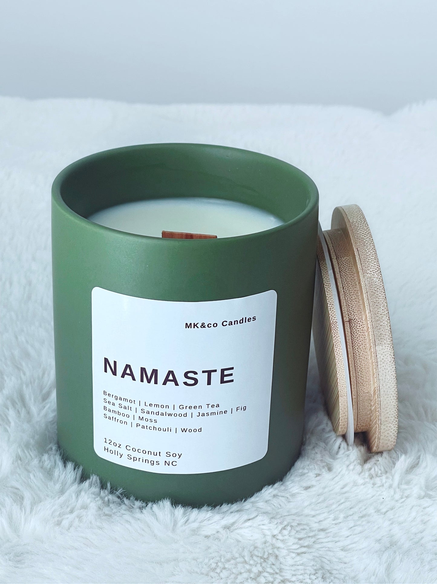 Namaste 12 oz. Ceramic Jar - Wooden Wick