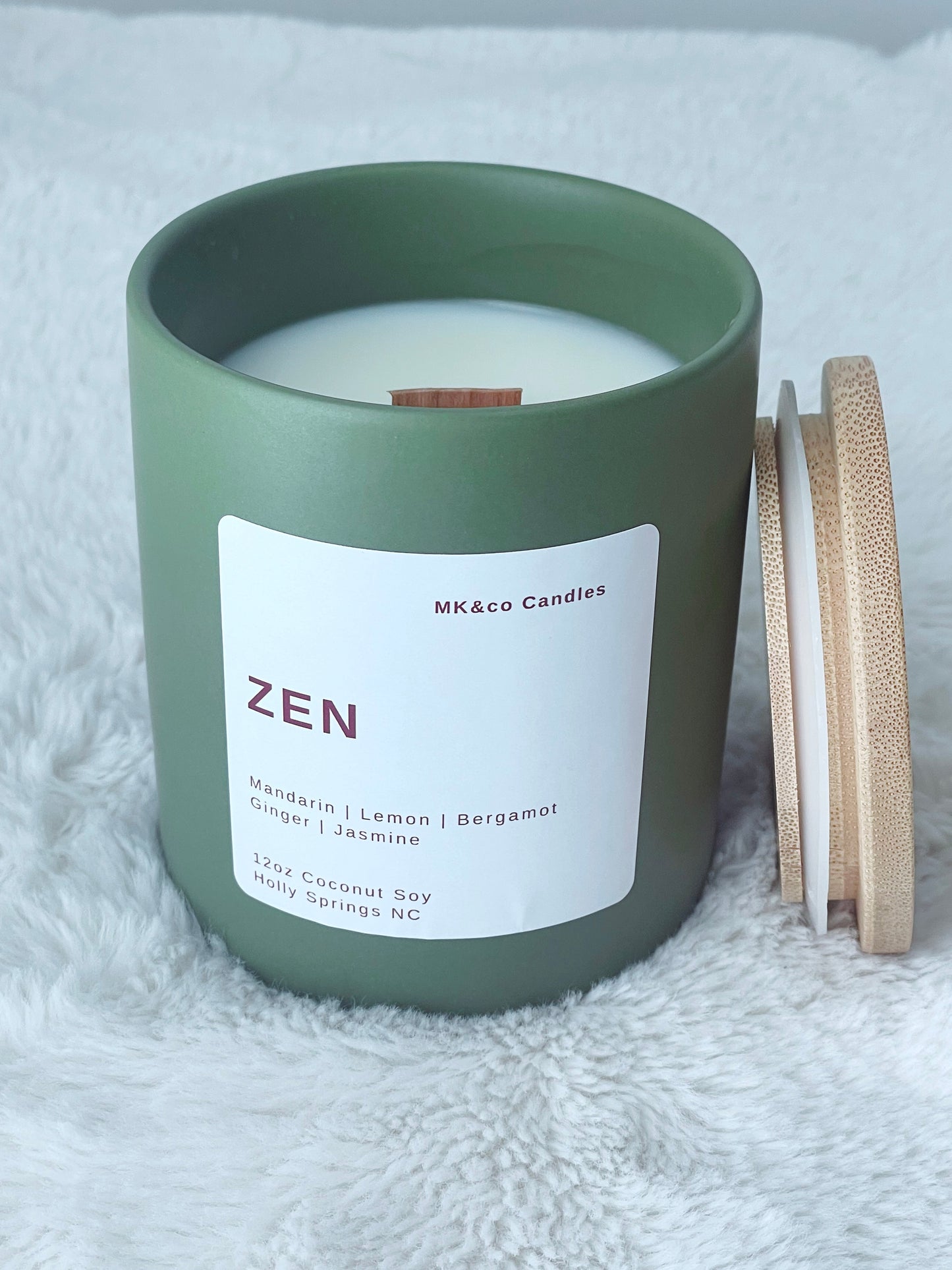 Zen 12 oz. Ceramic Jar - Wooden Wick