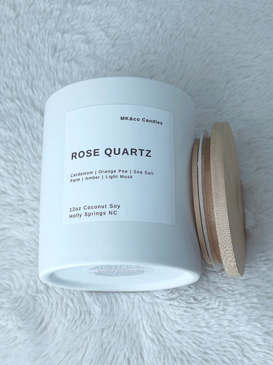 Rose Quartz 12 oz. Ceramic Jar - Wooden Wick