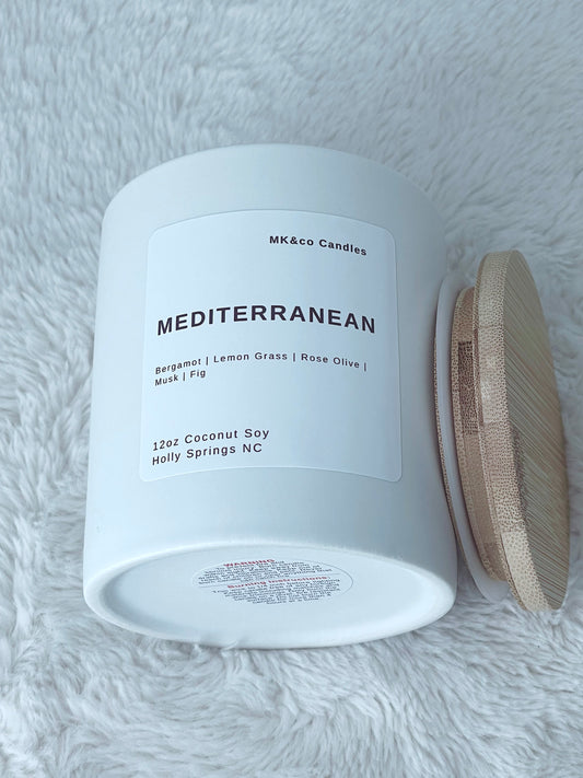 Mediterranean 12 oz. Ceramic Jar - Wooden Wick